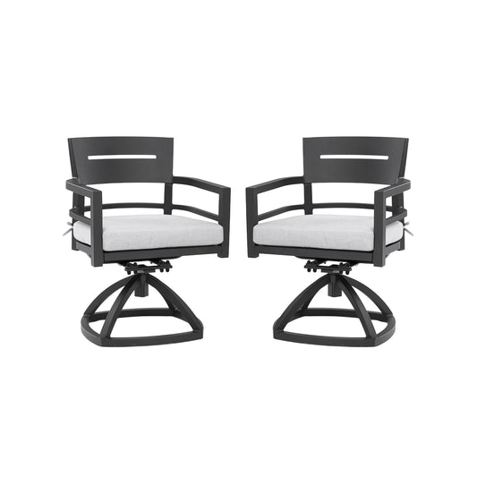 Outdoor Patio Aluminum Swivel Rocker 2PCs with Outdoor-Grade Sunbrella Fabric Cushions, Ember Black