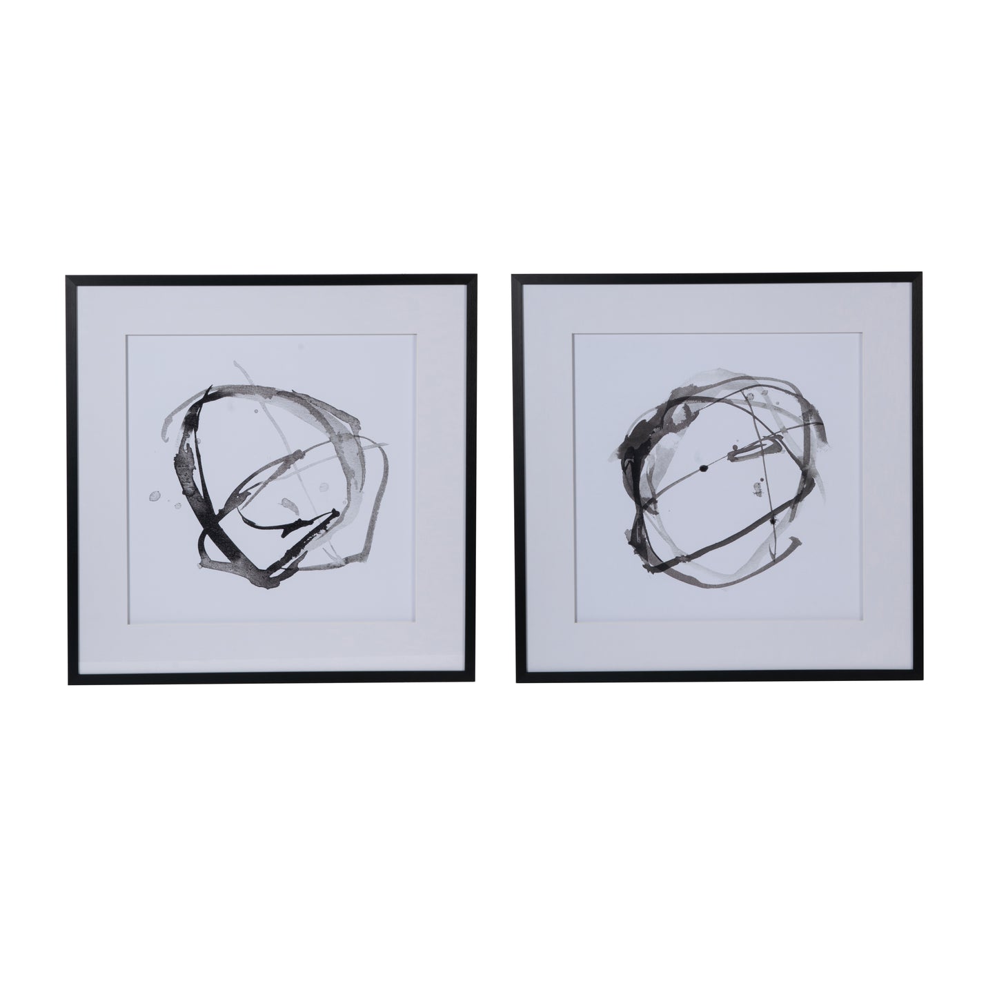 Set of 2 Modern Abstract Wall Art, Square Framed Wall Art, 31.5" x 31.5"
