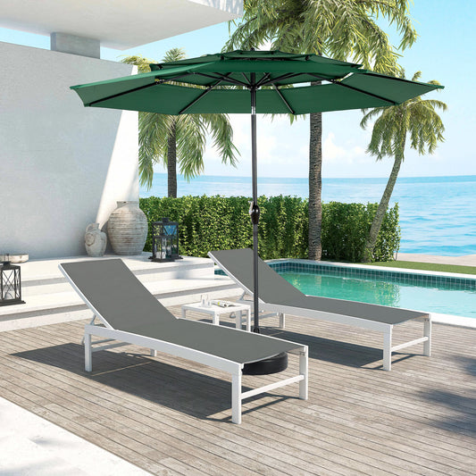 9ft 3 Tier Auto-tilt Umbrella ,Outdoor Patio Umbrella - Market Table Pool Deck Umbrella (Base Not Included)   -  ( Dark green )