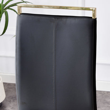 Table and chair set,Modern rectangular table with 0.4 inch black patterned tabletop and gold legs, suitable for kitchen, dining room, and living room , Comfortable PU seats,perfect for dinner, meet