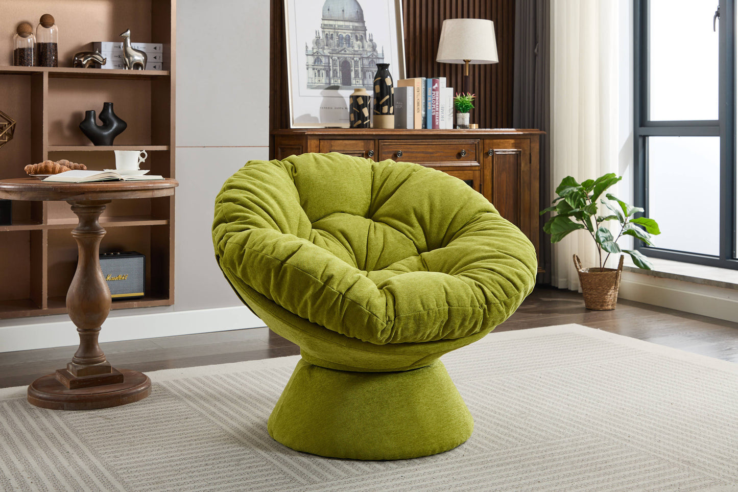 Oversized Swivel Accent Chair, 360 Swivel Barrel Chair, Papasan Chair for Living Room Bedroom