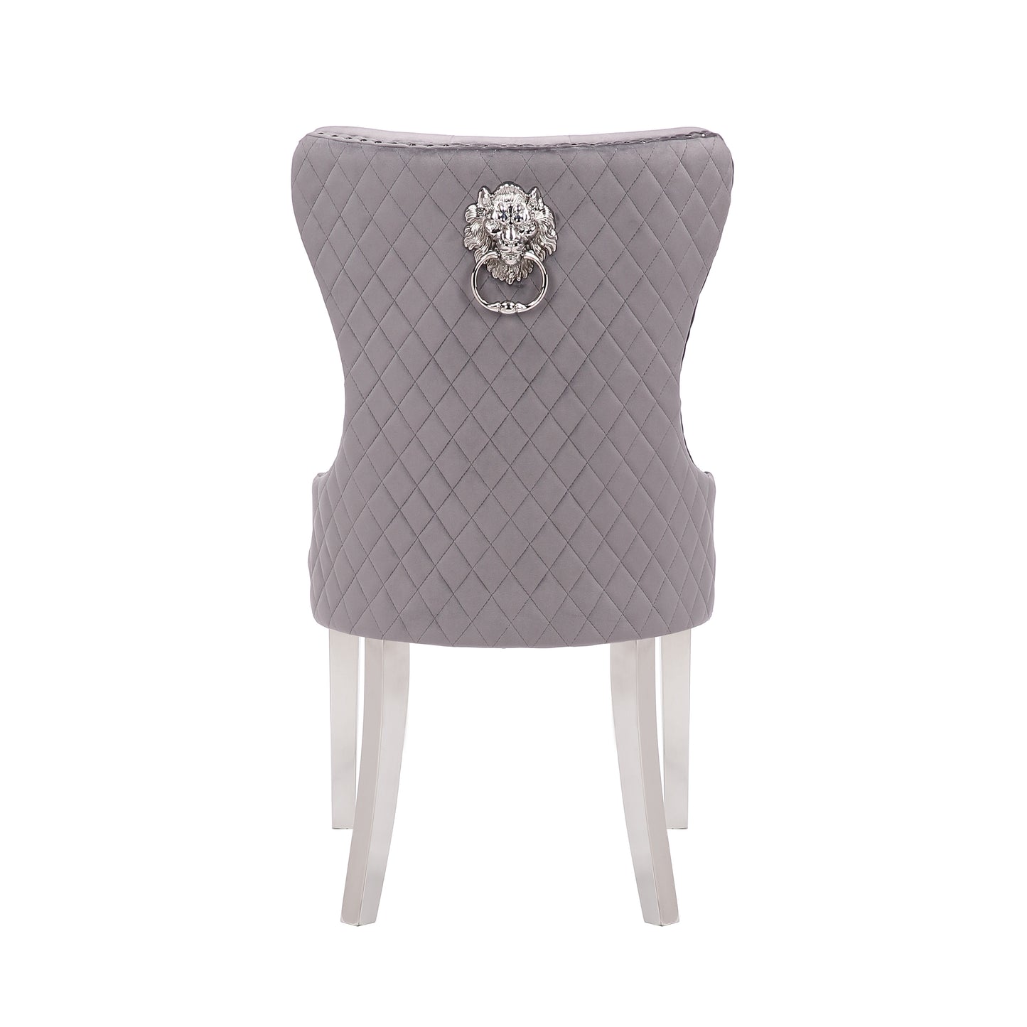 Simba Stainless Steel 2 Piece Chair Finish with Velvet Fabric in Dark Gray