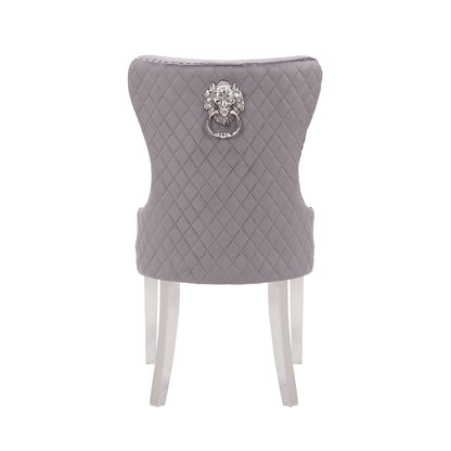 Simba Stainless Steel 2 Piece Chair Finish with Velvet Fabric in Dark Gray