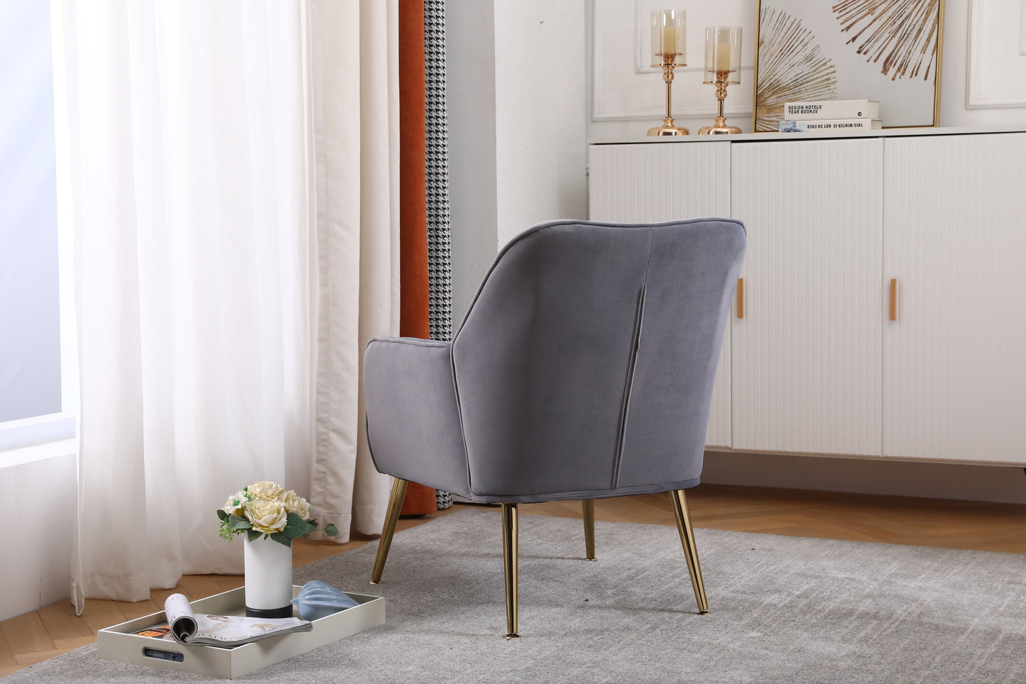 Modern Mid Century Chair velvet  Sherpa Armchair for Living Room Bedroom Office Easy Assemble