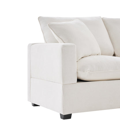 110*57" Modern U Shape Modular Sofa, 6 Seat Chenille Sectional Couch Set with 2 Pillows Included, Freely Combinable Indoor Funiture for Living Room, Apartment, Office, 2 Colors