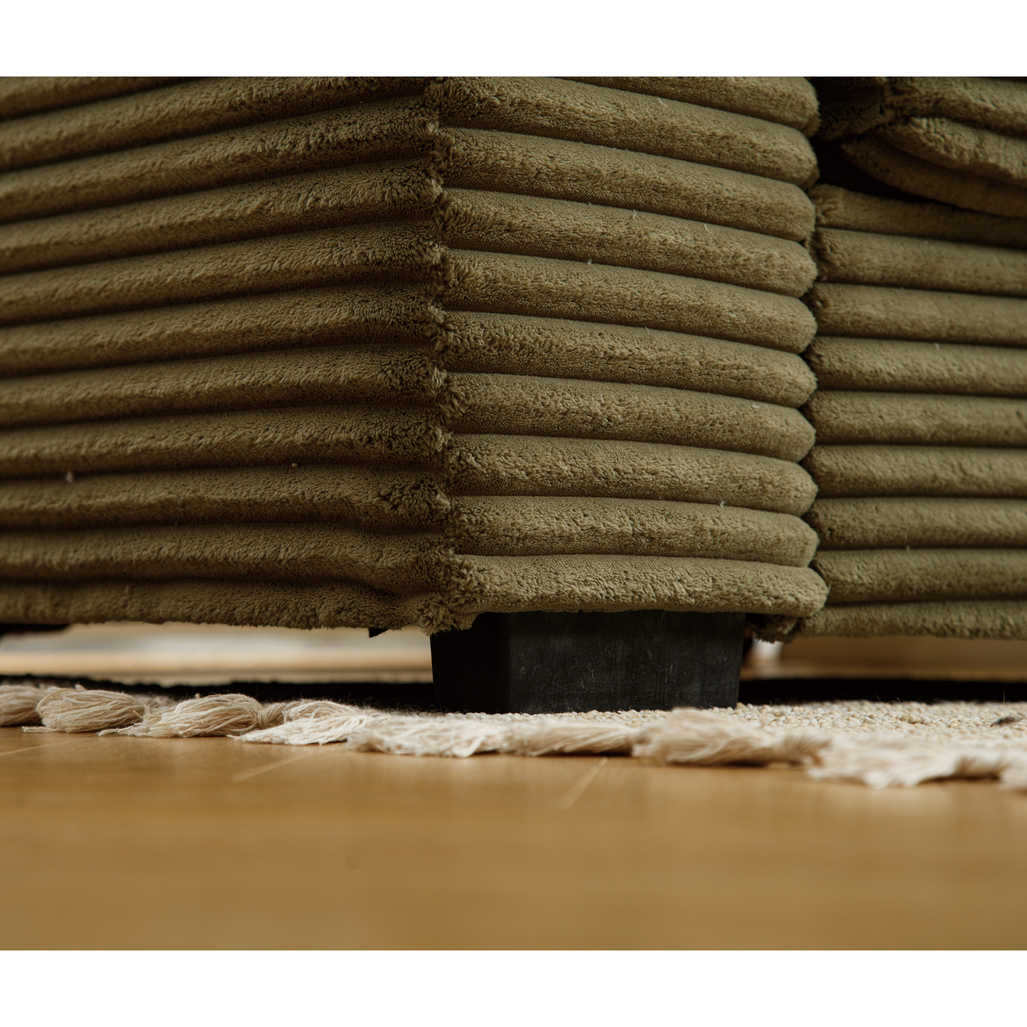 Oversized Two-Piece Couches, L Shaped Sofa, Corduroy, Right Chaise Daybed,with Armrests,Eight Throw Pillows,Corner Sofa,Easy To Assemble, Green