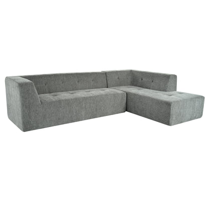 Juego de sofás modulares para sala de estar, 112,2 x 74 pulgadas, sofá minimalista moderno, sofá cama tapizado para sala de estar, dormitorio, combinación de 2 piezas sin computadora, en forma de L, gris claro