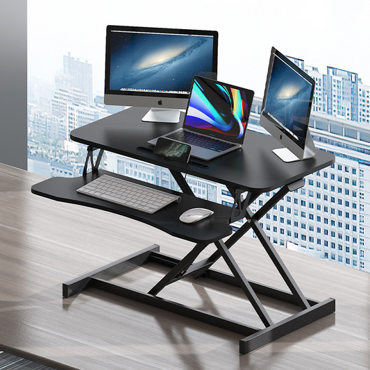 32 Inch Desk Converter, Height Adjustable Sit to Stand Riser, Dual Monitor and Laptop Workstation with Wide Keyboard Tray (BLACK) Xmas,Gift for Mother's day