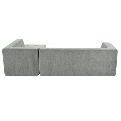 Juego de sofás modulares para sala de estar, 112,2 x 74 pulgadas, sofá minimalista moderno, sofá cama tapizado para sala de estar, dormitorio, combinación de 2 piezas sin computadora, en forma de L, gris claro