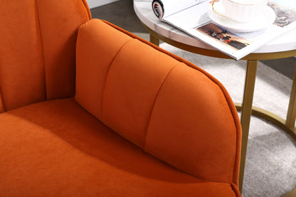 Modern Mid Century Chair velvet  Sherpa Armchair for Living Room Bedroom Office Easy Assemble(ORANGE)