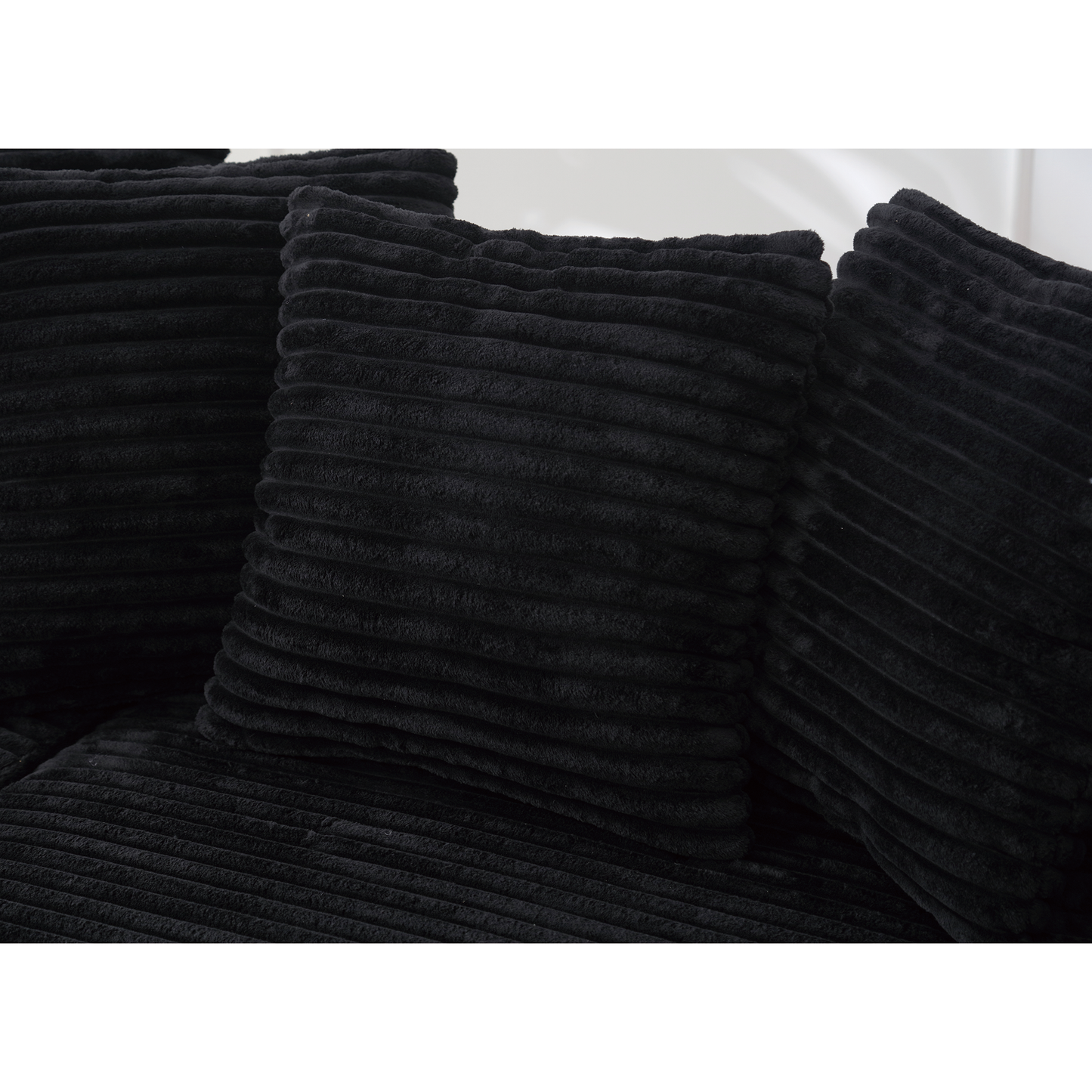 Oversized Two-Piece  Couches,  L Shaped Sofa, Corduroy, Right Chaise Daybed,with Armrests,Eight Throw Pillows,Corner Sofa,Easy To Assemble,  Black