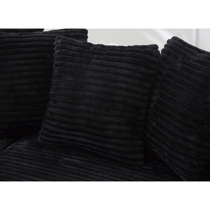 Oversized Two-Piece  Couches,  L Shaped Sofa, Corduroy, Right Chaise Daybed,with Armrests,Eight Throw Pillows,Corner Sofa,Easy To Assemble,  Black