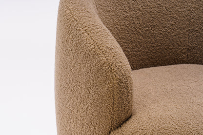 Teddy Fabric Swivel Accent Armchair Barrel Chair With Black Powder Coating Metal Ring,Coffee Brown