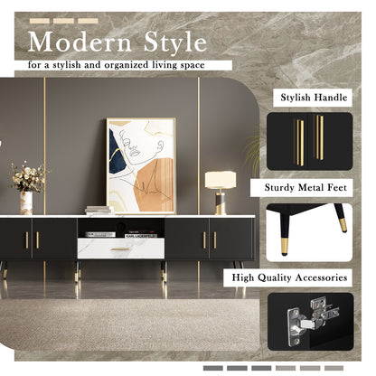 71'' Modern TV Stand with 2 Cabinets&  Open Compartments, Entertainment Center for TVs up to 80'', Television Console for Living Room, Bedroom, Home Theatre