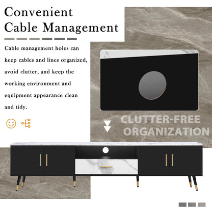 71'' Modern TV Stand with 2 Cabinets&  Open Compartments, Entertainment Center for TVs up to 80'', Television Console for Living Room, Bedroom, Home Theatre