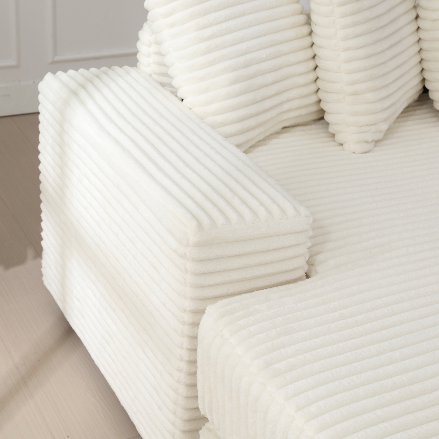 Oversized Two-Piece  Couches,  L Shaped Sofa, Corduroy, Left Chaise Daybed,with Armrests,Eight Throw Pillows,Corner Sofa,Easy To Assemble, Beige