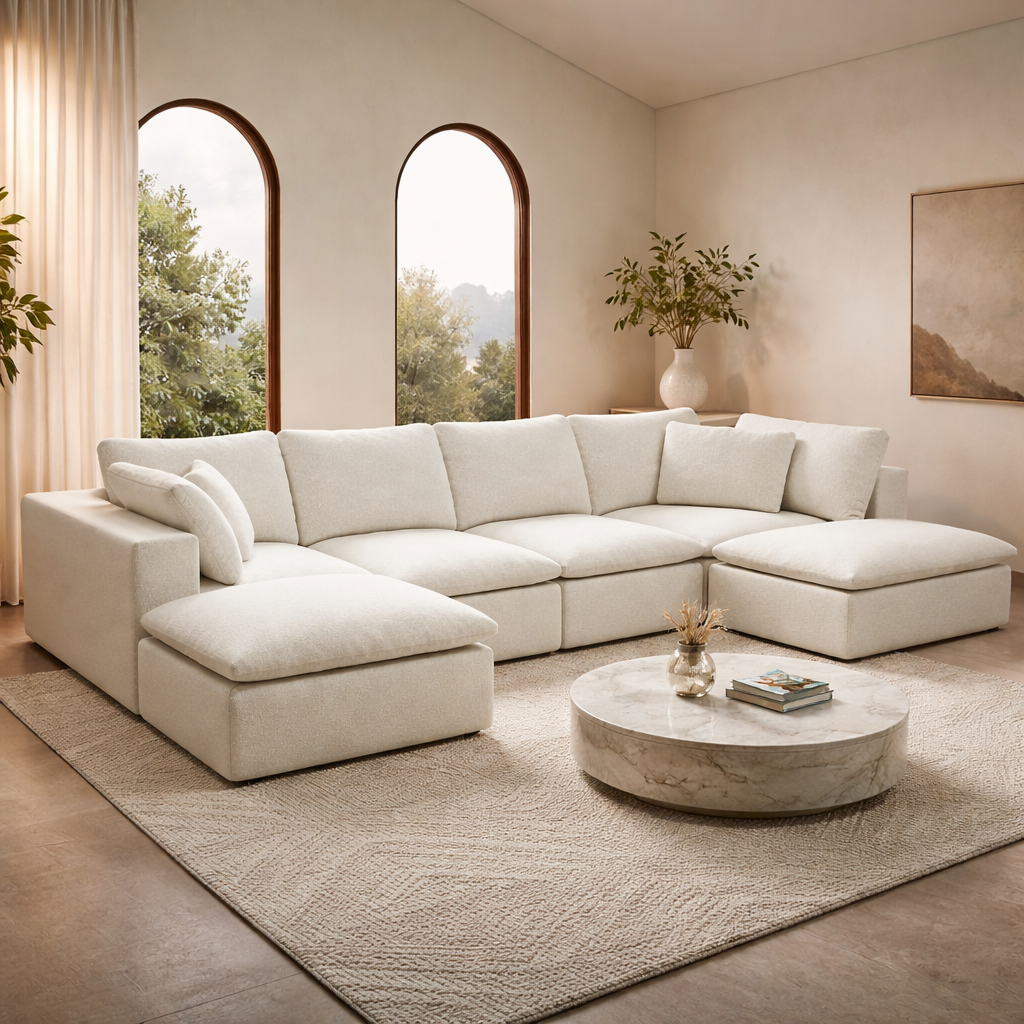 Eden – 137' Cloud Modular U-Shape Sectional Sofa | Deep Seat Lounge Couch