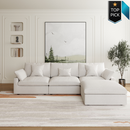 Sky Cloud Slope Sectional – 4-Seat Modular Cloud Sofa, Washable Covers