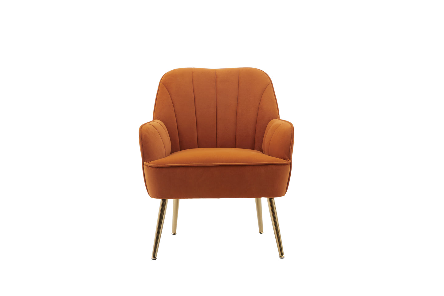 Modern Mid Century Chair velvet  Sherpa Armchair for Living Room Bedroom Office Easy Assemble(ORANGE)