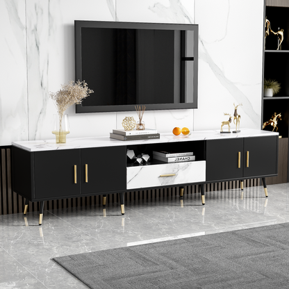 71'' Modern TV Stand with 2 Cabinets&  Open Compartments, Entertainment Center for TVs up to 80'', Television Console for Living Room, Bedroom, Home Theatre