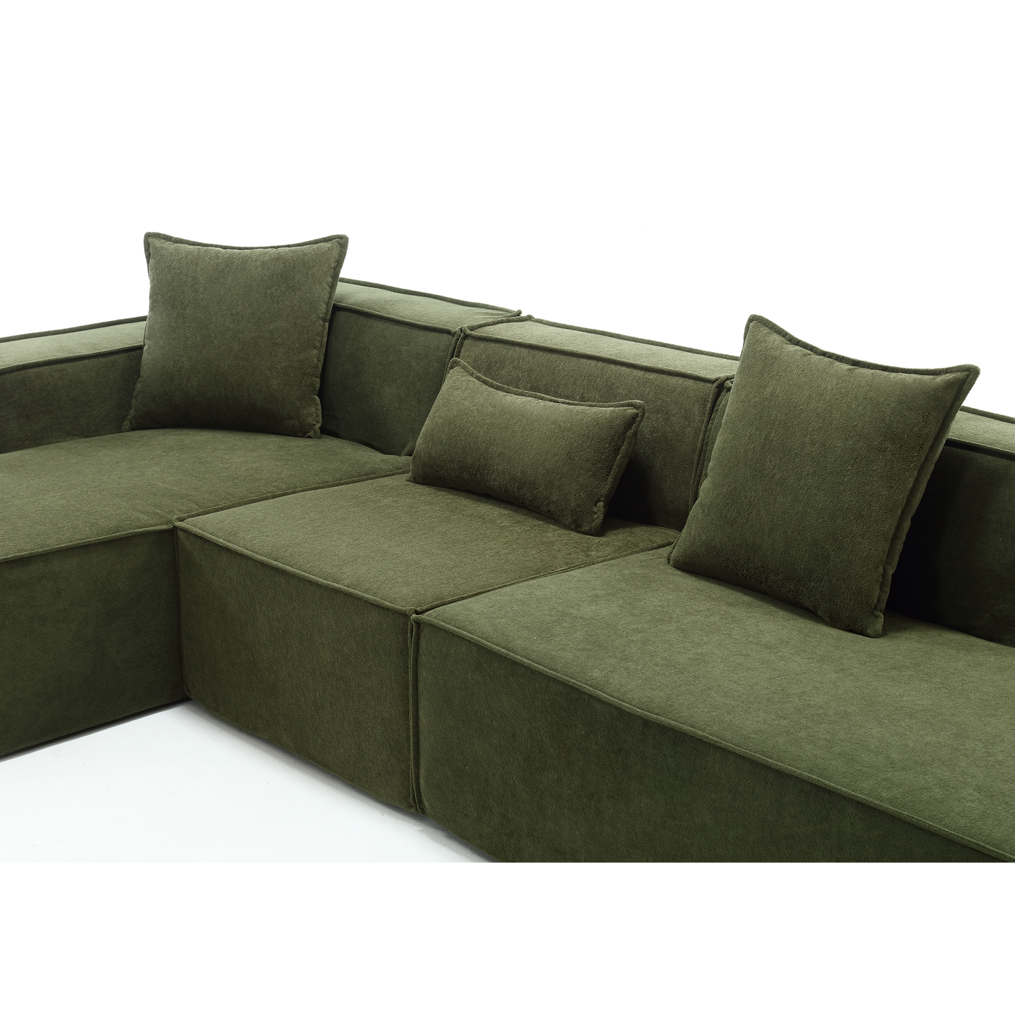 Modular combination  sofa set, modern minimalist sofa, free installation sofa, L-shaped, Italian minimalist tofu block sofa,  Right-Hand Facing,Terrycloth fabric, Green