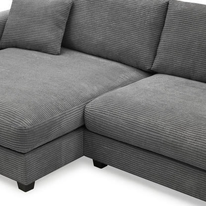 Sofá seccional extragrande de pana de 134 x 54 pulgadas, sofá nube en forma de L con puerto de carga USB, portavasos, sofá cama profundo con chaise longue de 50 pulgadas, cómodo mueble de interior para sala de estar, 3 colores
