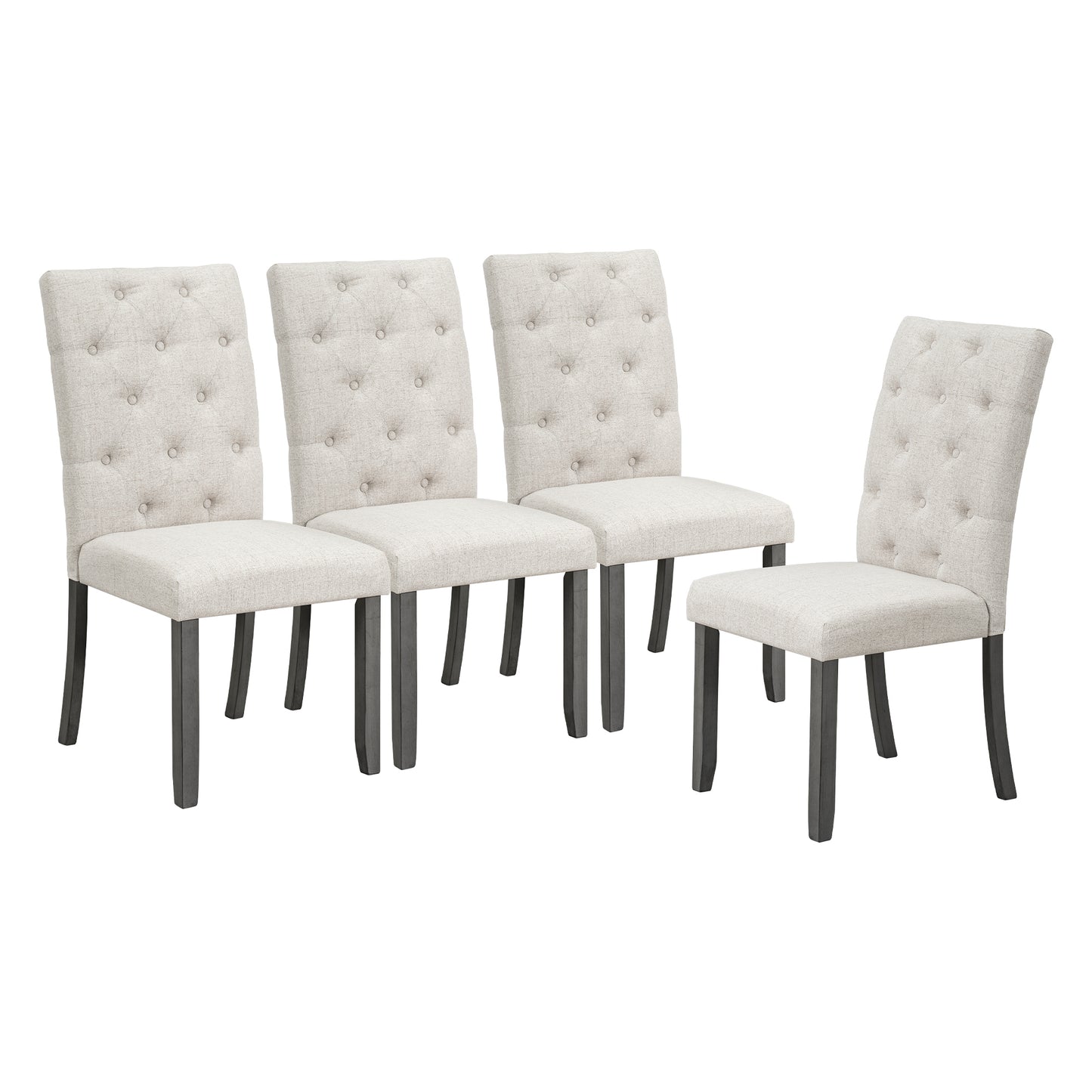TREXM 6-Piece Farmhouse Dining Table Set 72" Wood Rectangular Table, 4 Upholstered Chairs with Bench (Gray)