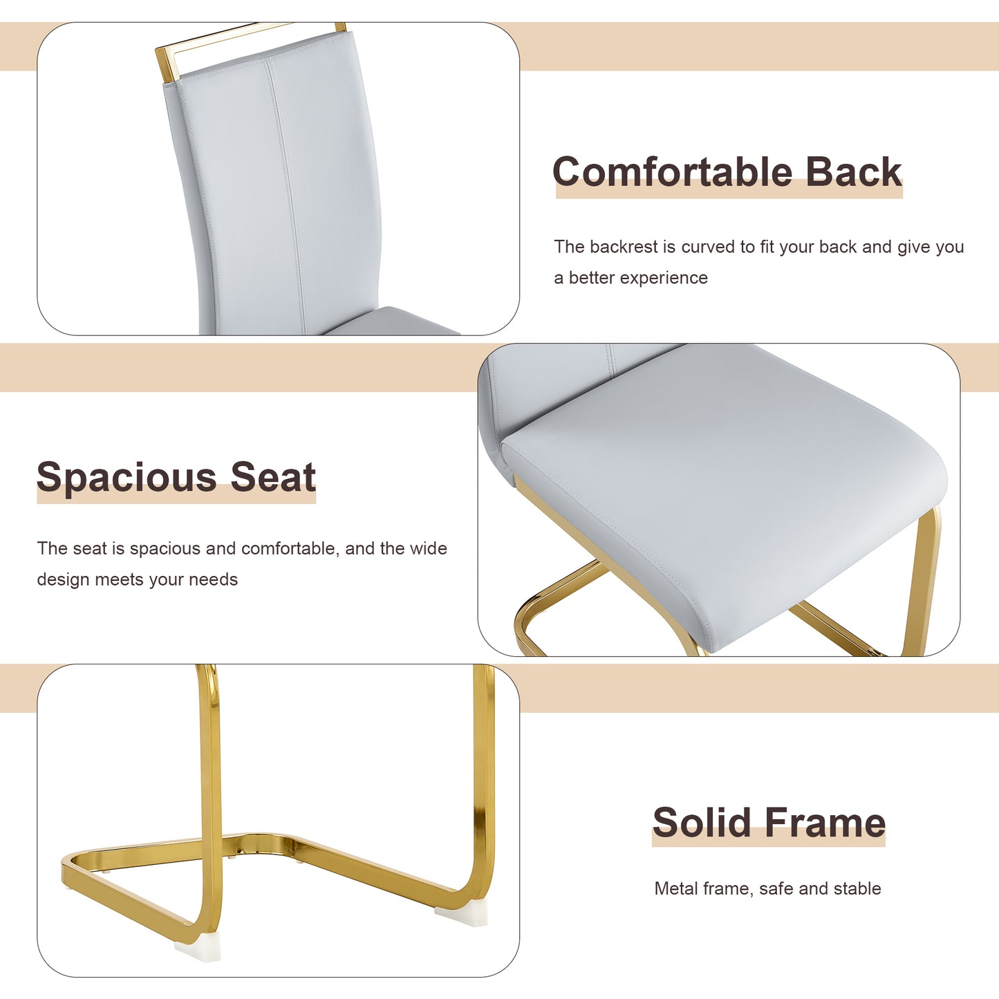 Table and chair set.Black Marble Pattern MDF Dining Table Set - 63"x37" with 6 Light Gray PU chairs with Featuring Arched Golden Metal legs.