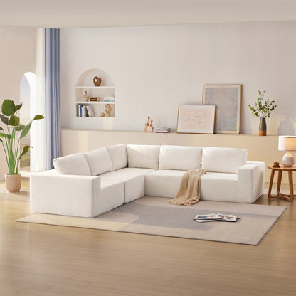 Sofá modular seccional en forma de L de 116 x 116 pulgadas, juego de sofá de piso de lujo, muebles de interior tapizados, sofá de espuma comprimida para sala de estar y dormitorio, combinación de 5 piezas, 3 colores