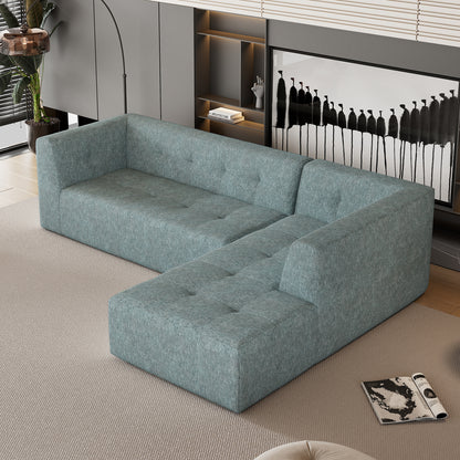 Juego de sofás modulares para sala de estar, 112,2 x 74 pulgadas, sofá minimalista moderno, sofá cama tapizado para sala de estar, dormitorio, combinación de 2 piezas sin computadora, en forma de L, azul grisáceo