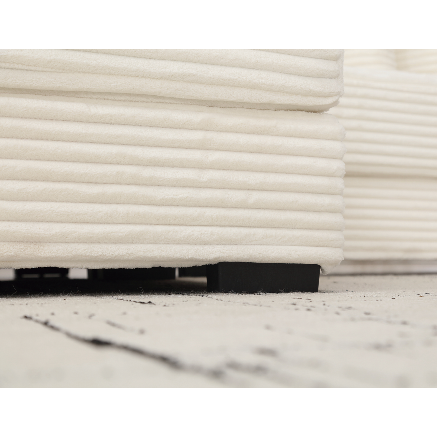 Oversized Two-Piece  Couches,  L Shaped Sofa, Corduroy, Right Chaise Daybed,with Armrests,Eight Throw Pillows,Corner Sofa,Easy To Assemble, Beige