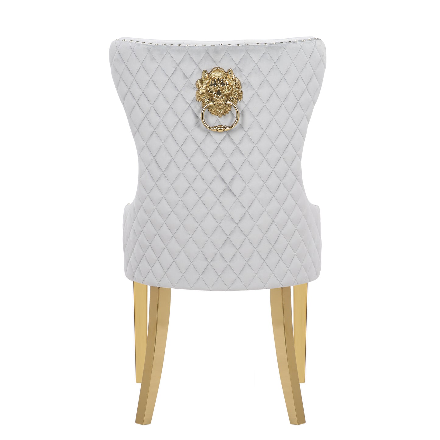 Simba Gold 2 Piece Dinning Chair Finish with Velvet Fabric in Light Gray
