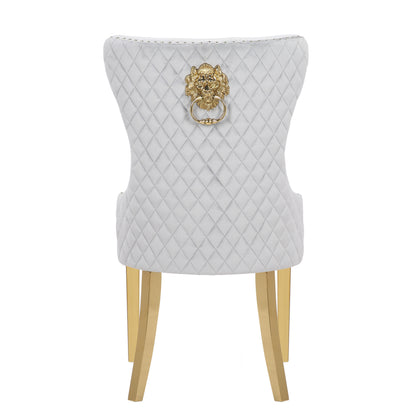Simba Gold 2 Piece Dinning Chair Finish with Velvet Fabric in Light Gray