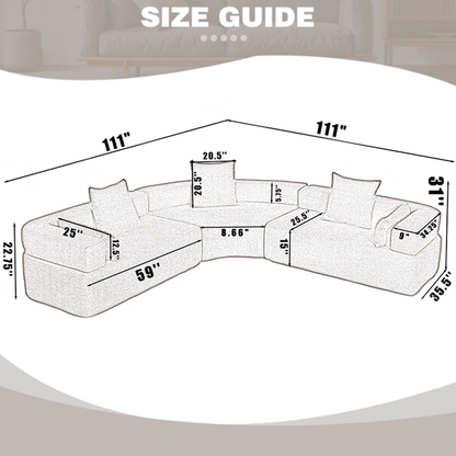 [NEW ARRIVED] [VIDEO PROVIDED]Oversized Combination Sofa,Curved Sofa,Upholstered 4 Seater Couch for Living Room,  Modern Modular 3 Piece Free Combination, Semicircular Modular  Sofa ,  Boucle, Black