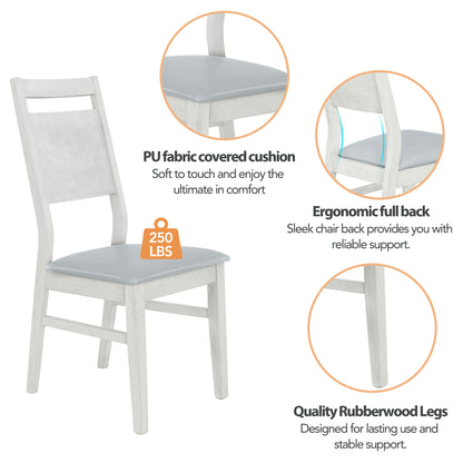 TOPMAX Farmhouse 6-Piece Wood Dining Table Set with 4 Upholstered Chairs and Bench, Gray