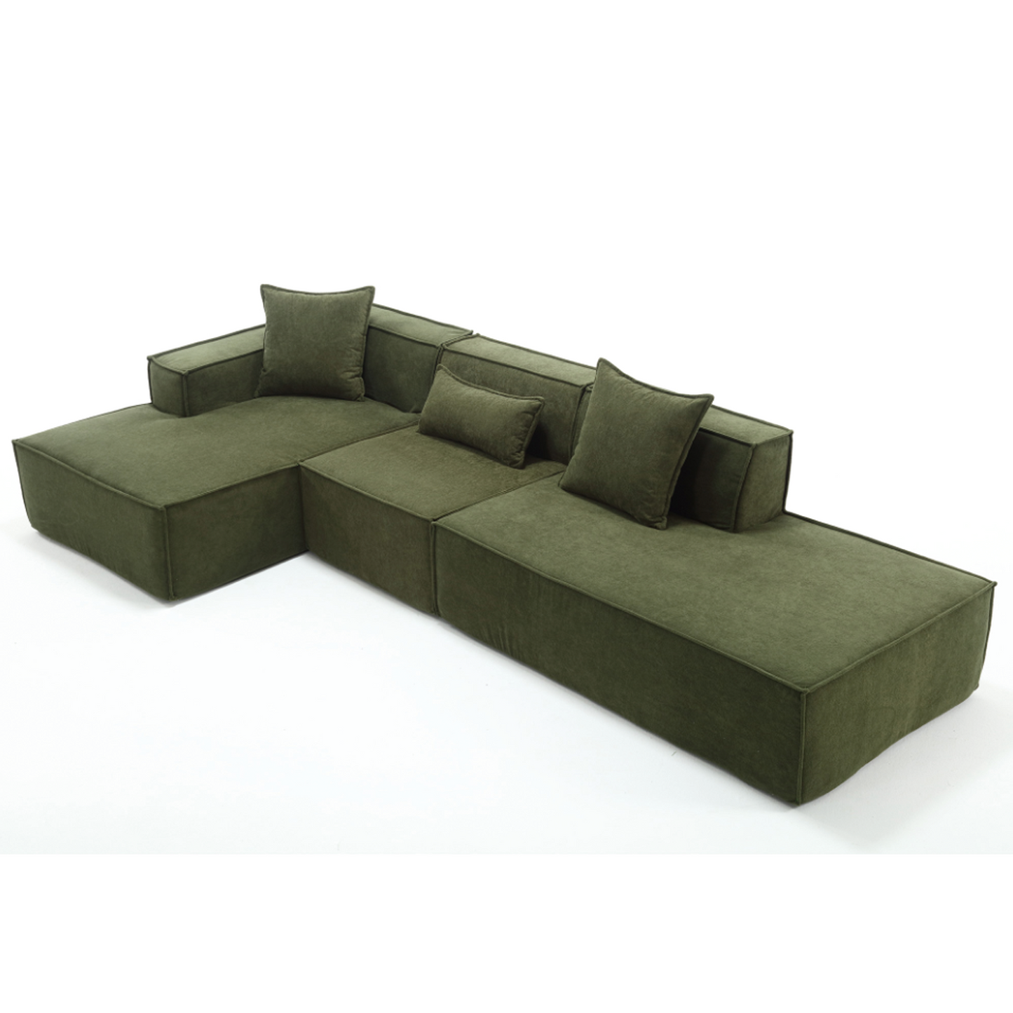 Modular combination  sofa set, modern minimalist sofa, free installation sofa, L-shaped, Italian minimalist tofu block sofa,  Right-Hand Facing,Terrycloth fabric, Green