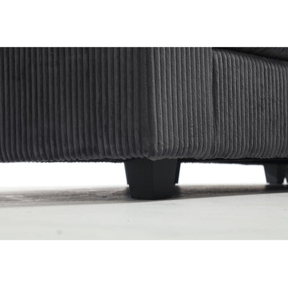 Oversized Modular Sectional Sofa Couches Set,Corduroy Upholstered Deep Seat Comfy Sofa for Living Room 5 Seat,Dark Gray