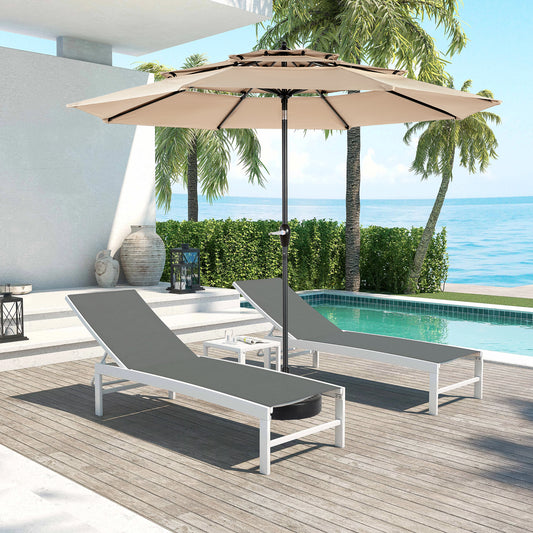 Aluminium 10ft 3 Tier Auto-tilt Umbrella ,Outdoor Patio Umbrella - Market Table Pool Deck Umbrella (Base Not Included)  - ( khaki )