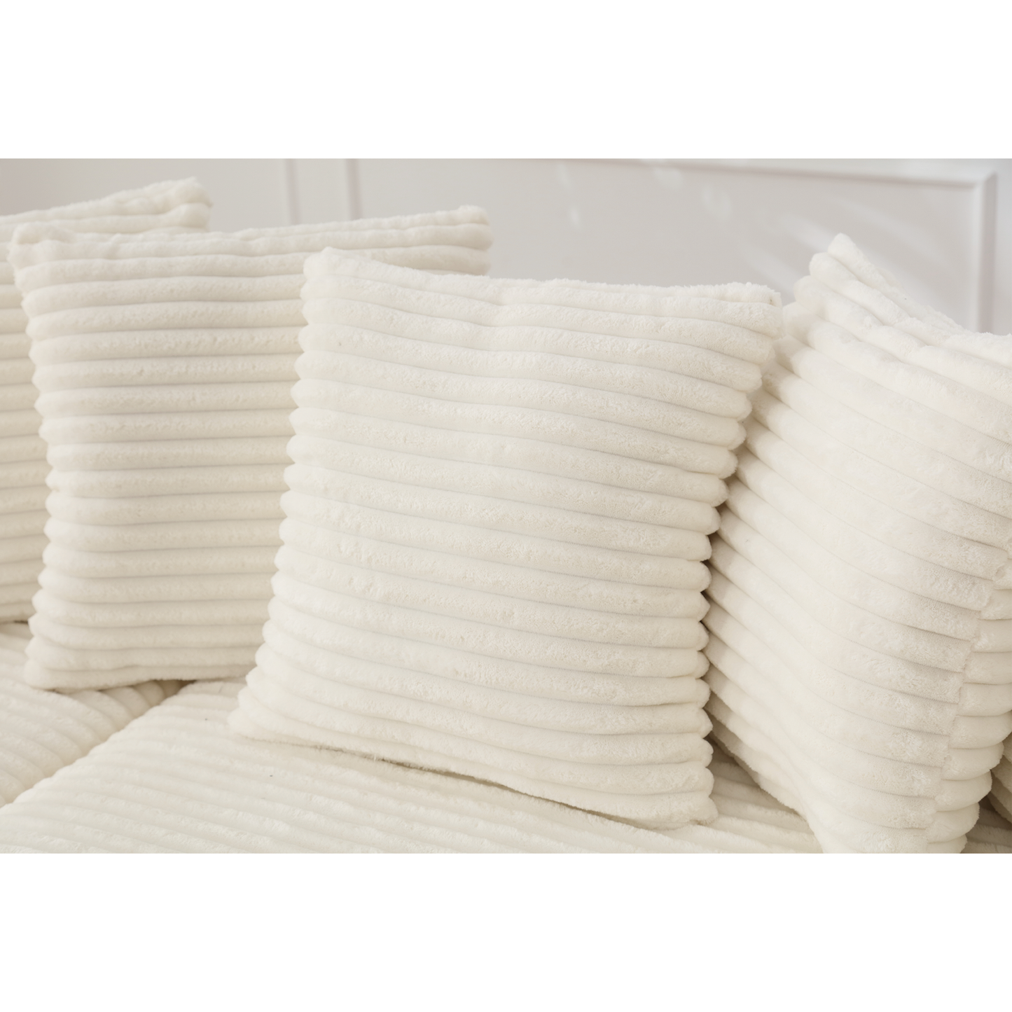 Oversized Two-Piece  Couches,  L Shaped Sofa, Corduroy, Right Chaise Daybed,with Armrests,Eight Throw Pillows,Corner Sofa,Easy To Assemble, Beige