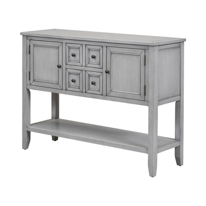 TREXM Cambridge Series  Ample Storage Vintage Console Table with Four Small Drawers and Bottom Shelf for Living Rooms, Entrances and Kitchens (Antique Gray, OLD SKU: WF190263AAE)