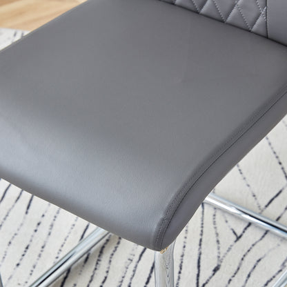 Table and chair set, modern dining table, imitation marble white top and silver legs, soft and comfortable dining chair, perfect for dinner, meetings, home and office decor