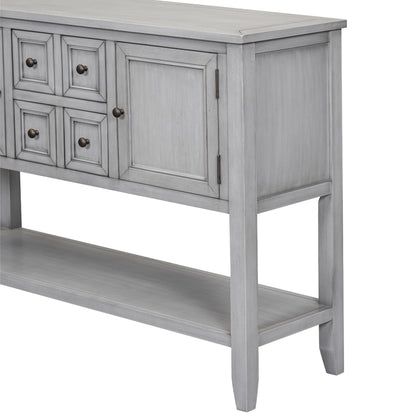 TREXM Cambridge Series  Ample Storage Vintage Console Table with Four Small Drawers and Bottom Shelf for Living Rooms, Entrances and Kitchens (Antique Gray, OLD SKU: WF190263AAE)