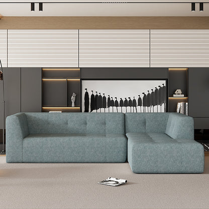 Juego de sofás modulares para sala de estar, 112,2 x 74 pulgadas, sofá minimalista moderno, sofá cama tapizado para sala de estar, dormitorio, combinación de 2 piezas sin computadora, en forma de L, azul grisáceo