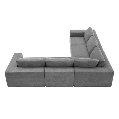Sofá modular seccional en forma de L de 116 x 116 pulgadas, juego de sofá de piso de lujo, muebles de interior tapizados, sofá de espuma comprimida para sala de estar y dormitorio, combinación de 5 piezas, 3 colores
