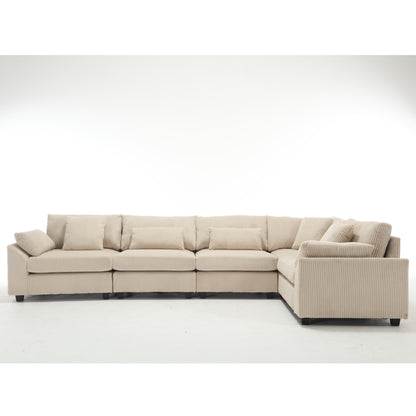 Oversized Modular Sectional Sofa, Convertible Sectional Sofa, Corduroy for Living Room, Beige