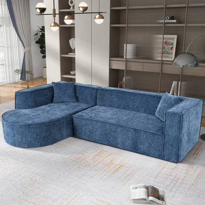 U_Style Modern Style Sectional Sofa,Sponge Sectional Sofa Couch,Modular L-Shape Sofa Couch with Elegant curved design and luxurious chenille fabric,two throw pillows,for Living Room, Study