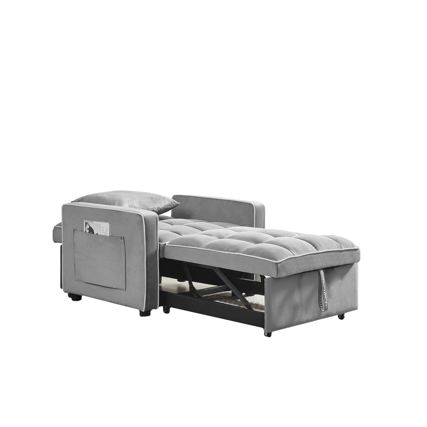 Sofá cama tres en uno, sillón plegable, respaldo ajustable, reclinable, cama individual, moderno, para adultos, color gris