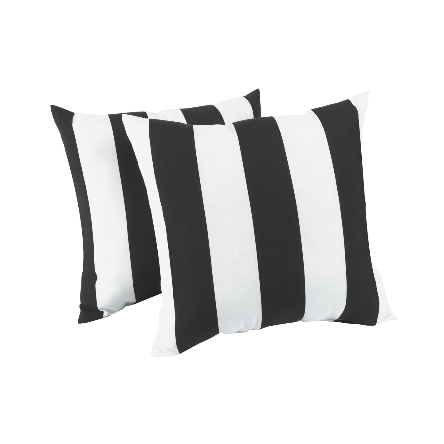 2 Pack Outdoor Throw Pillows, Waterproof & Fade-Resistant Patio Cushions for Garden, Porch, Poolside Furniture - Soft & Comfortable Decorative Pillow Covers (18x18 Inch, Black white strpie)