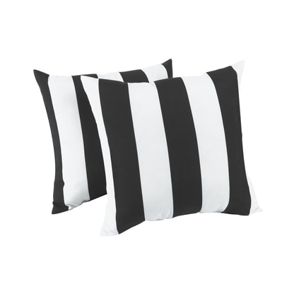 2 Pack Outdoor Throw Pillows, Waterproof & Fade-Resistant Patio Cushions for Garden, Porch, Poolside Furniture - Soft & Comfortable Decorative Pillow Covers (18x18 Inch, Black white strpie)