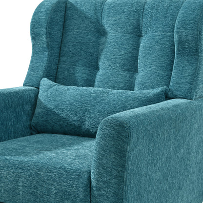 Sillón moderno con acento tapizado y relleno de espuma para sala de estar, cómodo sillón de lectura, moderno de mediados de siglo con tela de chenilla, sillón para sala de estar y dormitorio (verde azulado).